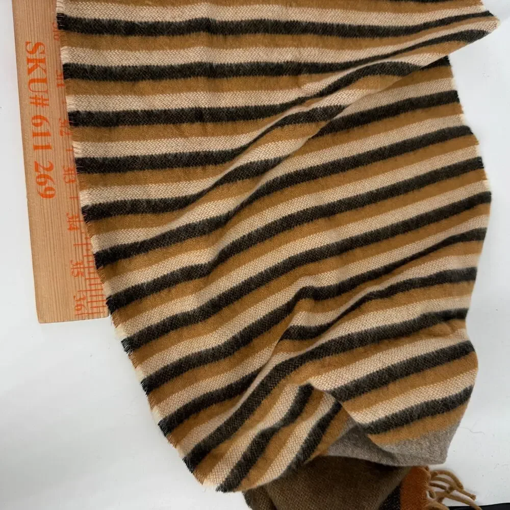 V.FRAAS CASHMINK Scarf Striped Brown Beige 53x10.5